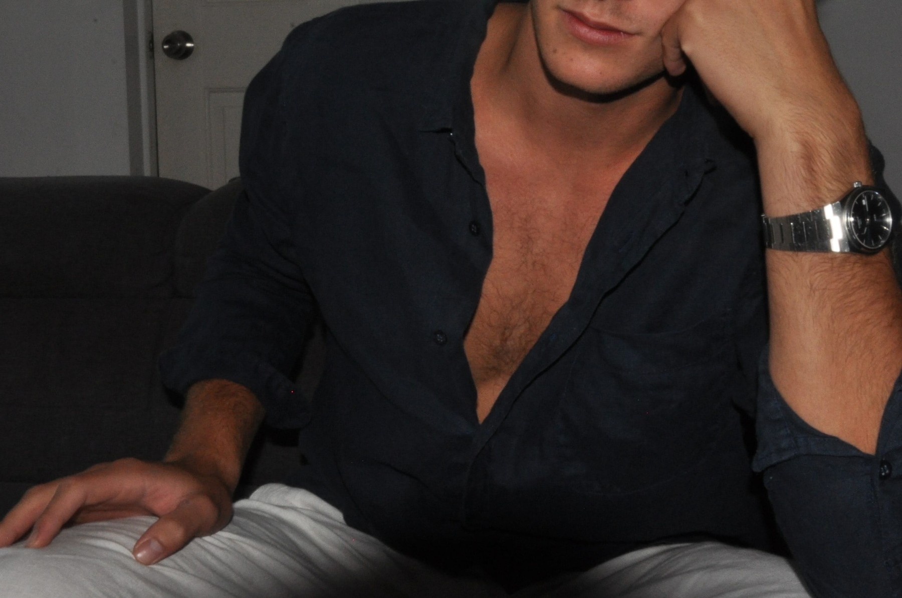 Navy Linen shirt — premium European linen menswear, second angle